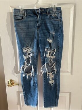 Distressed Blue Women's Ripped Skinny Jeans